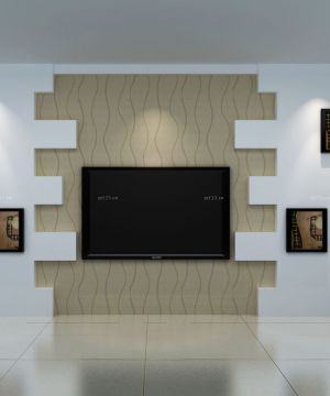 2023简约风格大客厅6平米电视背景墙家装效果图
