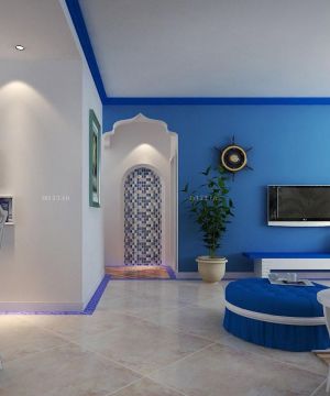 最新70平米小户型地中海风格电视背景墙装修颜色欣赏