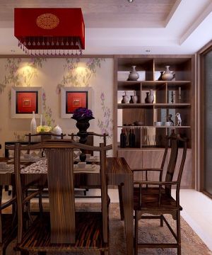 家装餐厅实木博古架设计图片