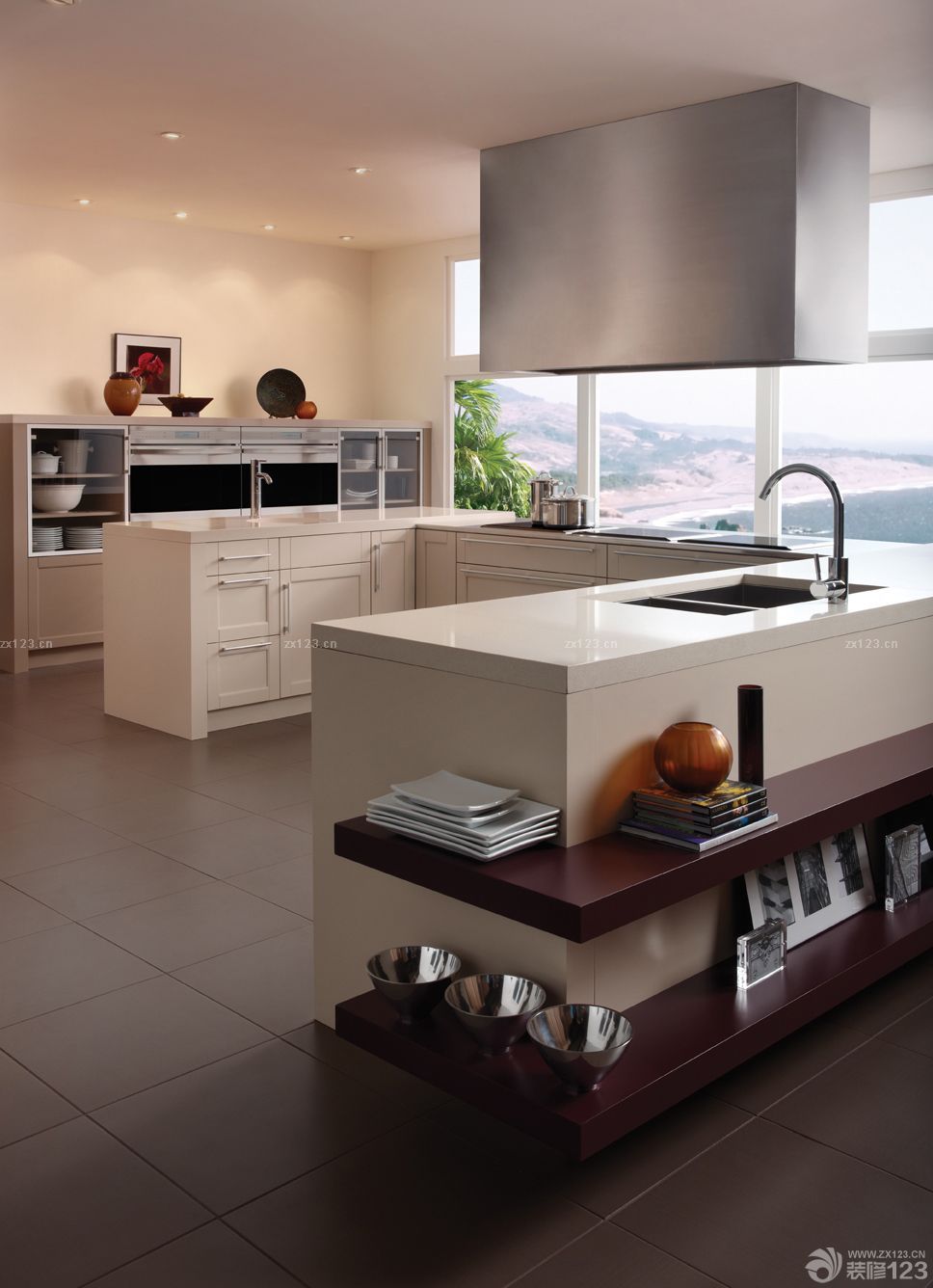 混搭风格130平米家装厨房橱柜设计图片