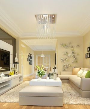 现代100平米两室两厅户型简约组合沙发装修设计图片