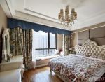 欧式风格90平米房屋卧室飘窗窗帘装修效果图欣赏