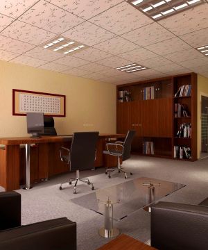 最新80平米办公室实木办公桌家具装修设计图片欣赏