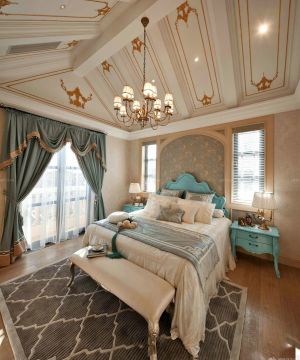 奢华欧式风格130平米带阁楼卧室效果图欣赏