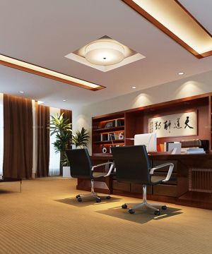 80平米中式实木办公室家具装修效果图片大全