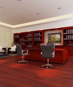 80平米办公室红木色木地板装修图片