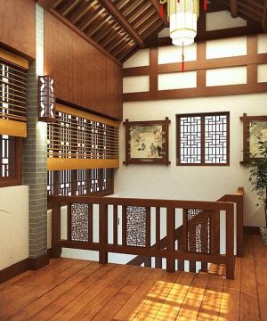 中式古典风格自建房楼梯装修设计图片
