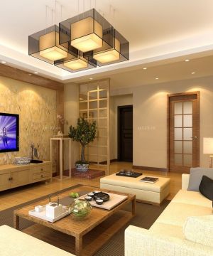 90平米日式电视电视背景墙壁纸装修效果图欣赏2023