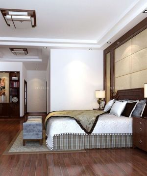 现代中式家装卧室床头背景墙设计图片大全