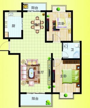 2023最新100平米两室两厅一厨一卫别墅户型图