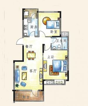 2023最新100平方两室两厅一卫别墅户型图
