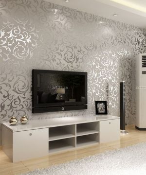 现代客厅装修电视背景墙壁纸效果图片欣赏