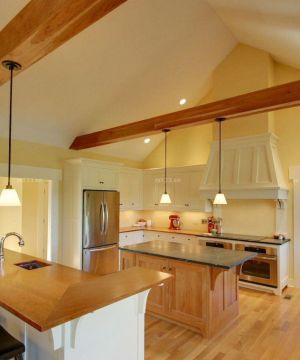 70平米带阁楼小户型开放式厨房吧台装修设计效果图