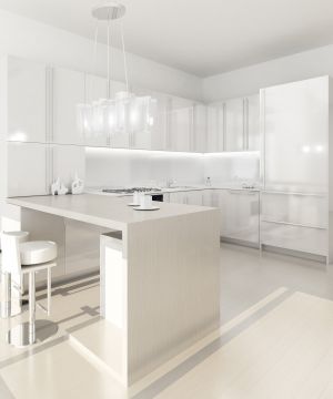 2023最新现代厨房白色家具装修设计效果图