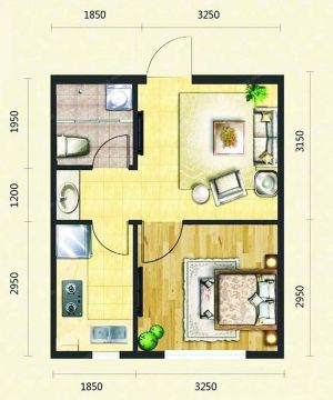 简单的酒店式公寓60平米小户型设计平面图