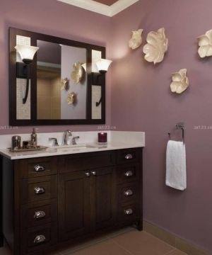 简约卫生间紫色墙面装修效果图片欣赏