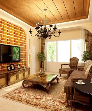 美式古典实木家具80平米2室2厅装修效果图