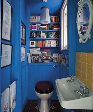 美式小卫生间蓝色墙面装修效果图片大全