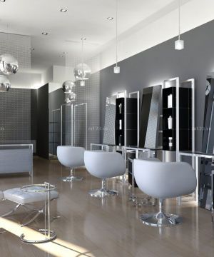 时尚60平方小型美发店灰色墙面装修实景图