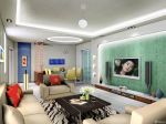 最新80平小户型客厅艺术玻璃电视背景墙装修效果图欣赏