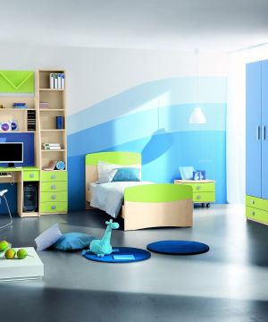最新时尚家庭儿童卧室整体衣柜装饰效果图