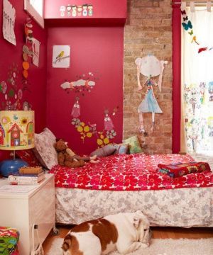 可爱儿童房间红色墙面装修效果图片欣赏