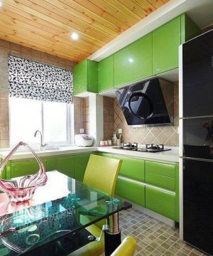 简约风格小厨房绿色整体橱柜装修效果图大全