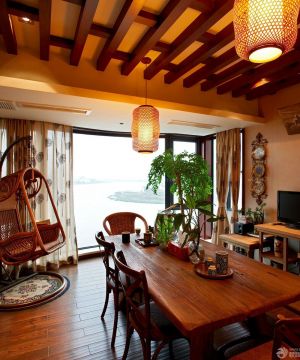 东南亚风格80~90平方小户型实木家具餐厅装修效果图片