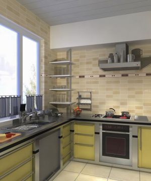 最新70平米两室一厅小厨房厨房墙面瓷砖装饰效果图欣赏