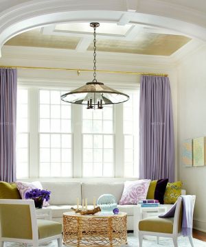 唯美60平米小户型带阁楼的紫色窗帘装修图片