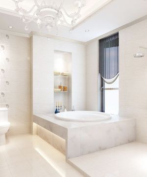 现代新房卫生间圆形按摩浴缸装修效果图