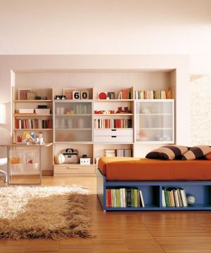 现代混搭风格儿童卧室小书房装修效果图片