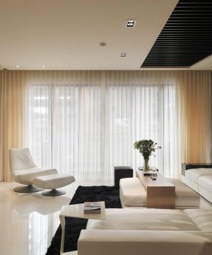 最新80平现代简约客厅白色家具装修效果图片