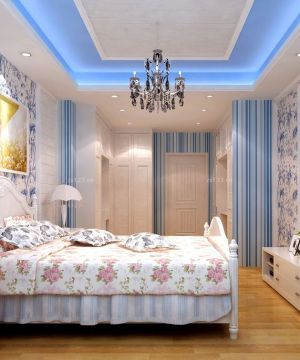 90平地中海风格新房卧室装修效果图片欣赏