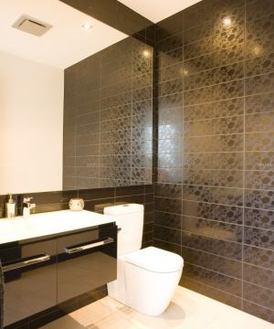 60平米房子卫生间黑色瓷砖贴图装修效果图片欣赏