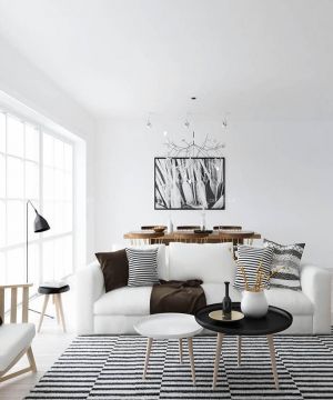 北欧风格家庭客厅白色墙面装修图片欣赏