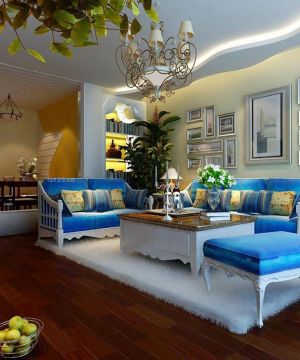 最新家装客厅地中海风格布艺沙发套装饰设计