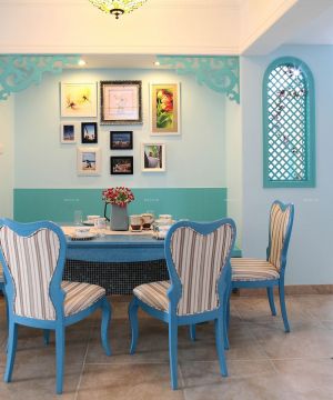 地中海风格140房子餐厅背景墙装修效果图片大全