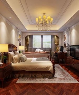 法式别墅长方形卧室装修效果图片欣赏