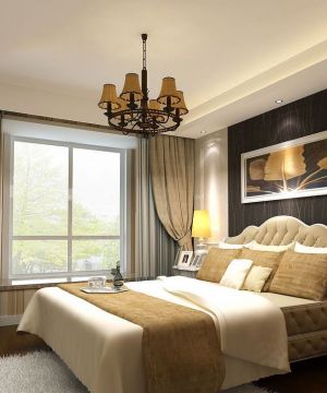 美式风格80平米房间普通卧室窗帘装修效果图片大全