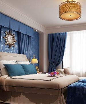 地中海室内蓝色窗帘装修装潢效果图片