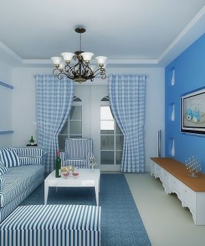 现代地中海风格简单房屋客厅装修效果图欣赏