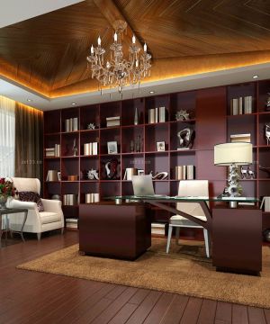 2023最新中式书房室内书架装修效果图大全 