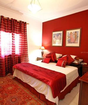 时尚绚丽宾馆室内红色窗帘装修效果图