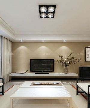 现代中式风格客厅时尚简约电视墙装修设计效果图