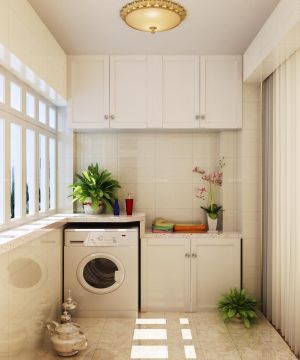 最新140平米的房子现代阳台洗衣机装修图片欣赏