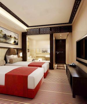 现代宾馆室内单人床装修效果图欣赏