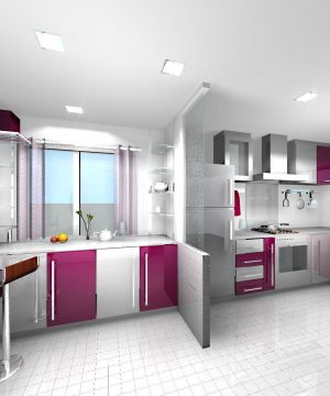 90平米房屋现代家庭厨房装修效果图片