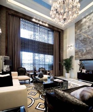 现代简欧风格客厅窗帘效果图欣赏