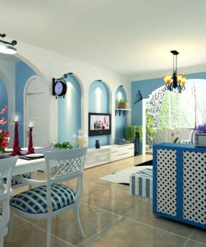 最新地中海风格80平米家装室内设计效果图